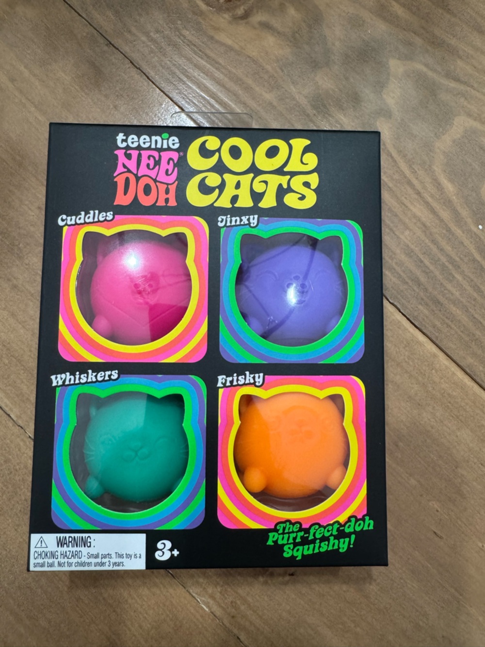 Cool Cats Sensory Squeeze Toy Set - Green, Pink, Orange, Purple